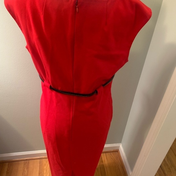 Calvin Klein red slim belted dress, size 12 - Picture 6 of 7